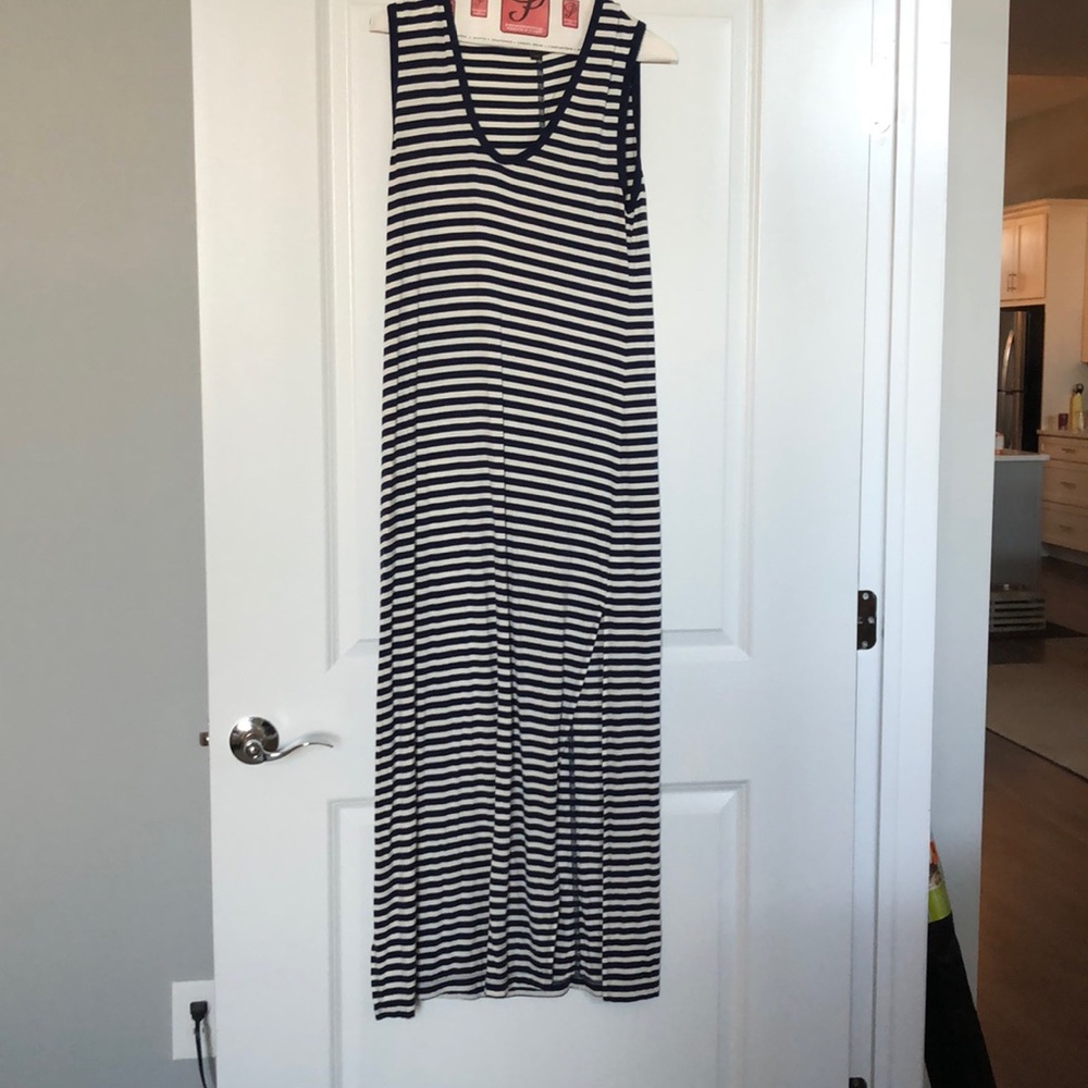J Crew blue striped maxi dress